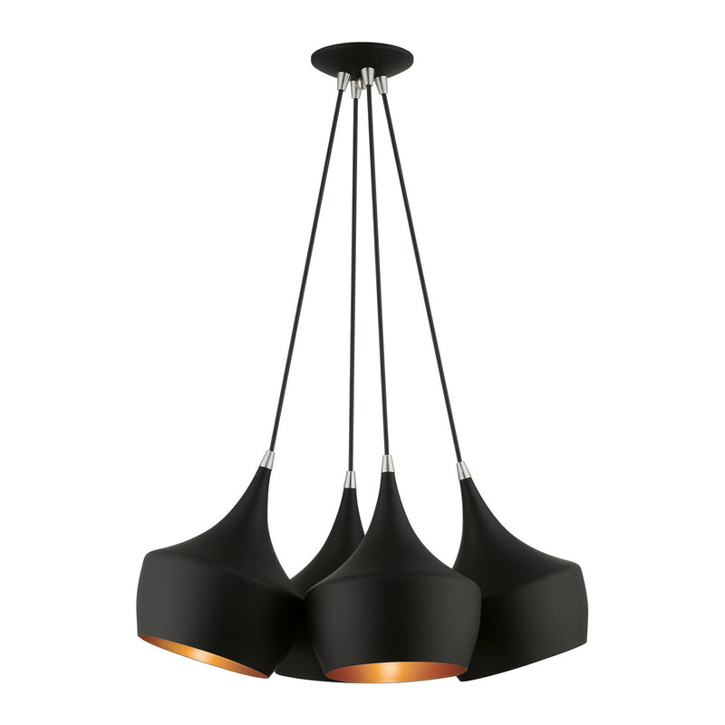 Livex Lighting 41084-04 Four Light Pendant, Black