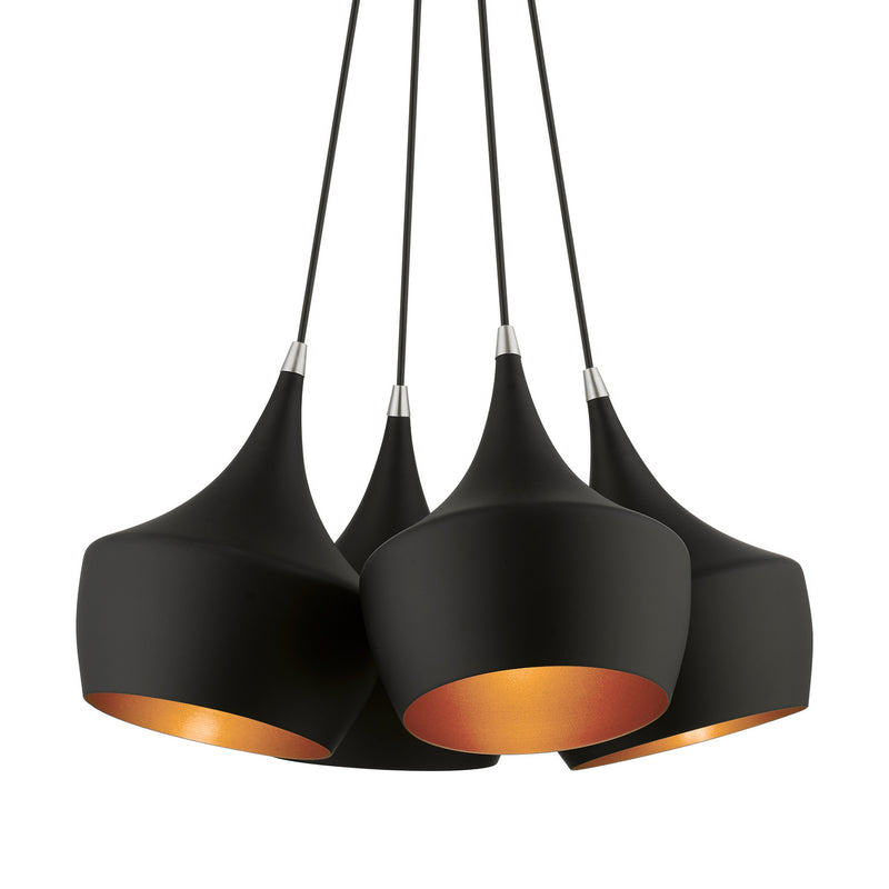 Livex Lighting 41084-04 Four Light Pendant, Black