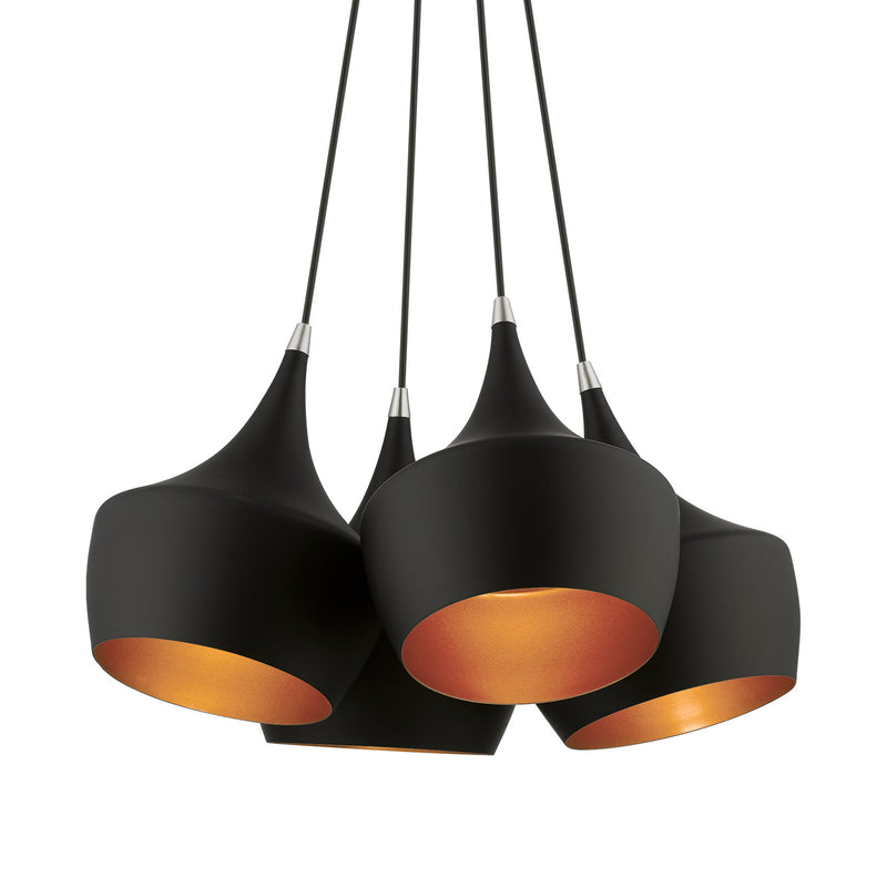 Livex Lighting 41084-04 Four Light Pendant, Black