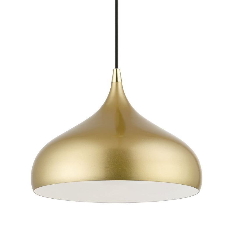 Livex Lighting 41172-33 One Light Pendant, Soft Gold w/ Polished Brasss