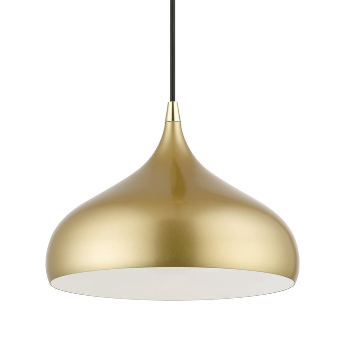 Livex Lighting 41172-33 One Light Pendant, Soft Gold w/ Polished Brasss
