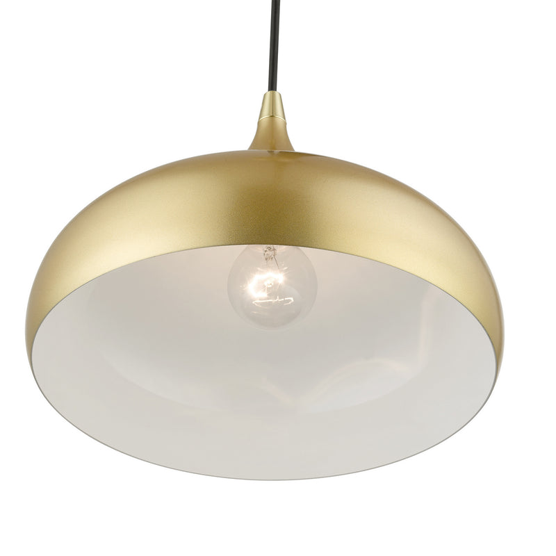Livex Lighting 41172-33 One Light Pendant, Soft Gold w/ Polished Brasss