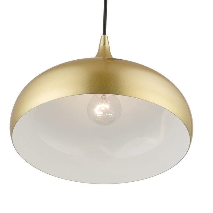Livex Lighting 41172-33 One Light Pendant, Soft Gold w/ Polished Brasss