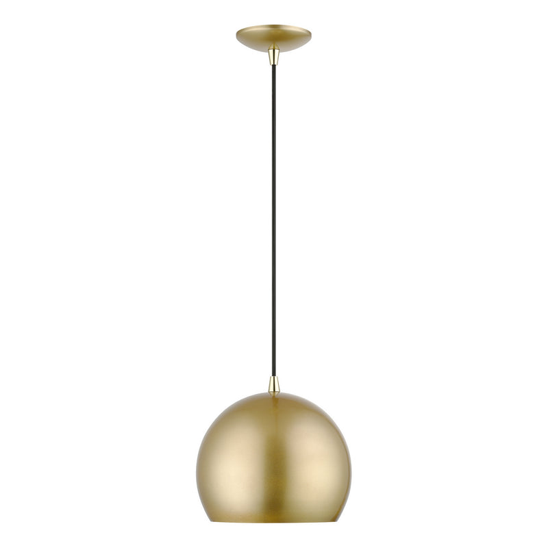 Livex Lighting 41181-33 One Light Pendant, Soft Gold w/ Polished Brasss