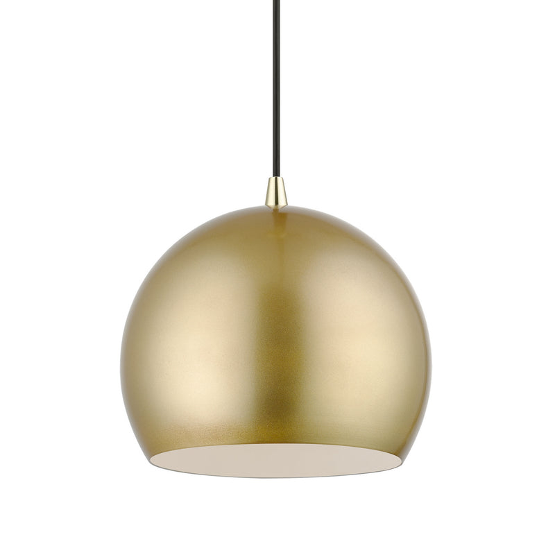 Livex Lighting 41181-33 One Light Pendant, Soft Gold w/ Polished Brasss