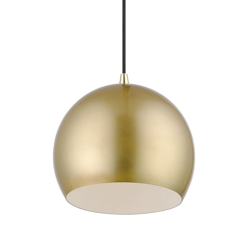 Livex Lighting 41181-33 One Light Pendant, Soft Gold w/ Polished Brasss