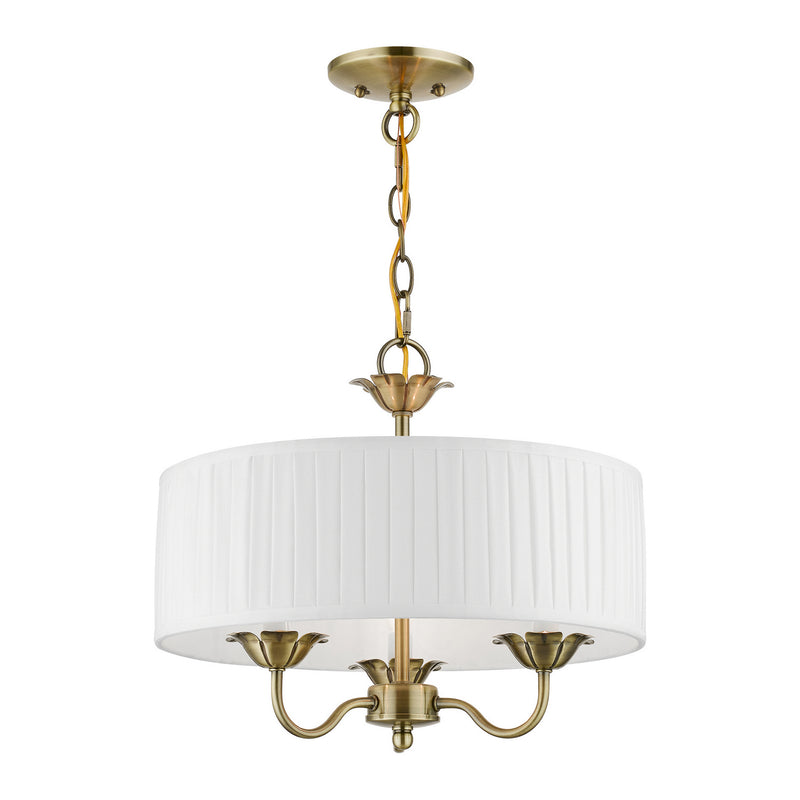 Livex Lighting 41773-01 Three Light Pendant, Antique Brass