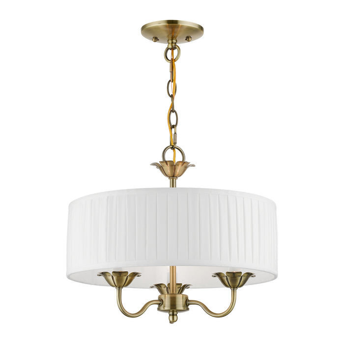Livex Lighting 41773-01 Three Light Pendant, Antique Brass
