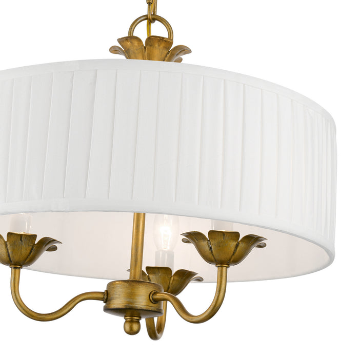 Livex Lighting 41773-48 Three Light Pendant, Antique Gold Leaf