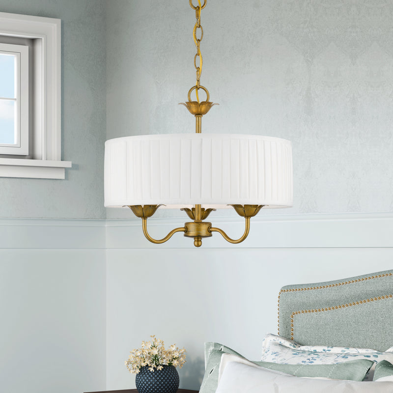 Livex Lighting 41773-48 Three Light Pendant, Antique Gold Leaf