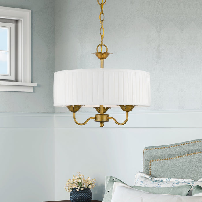Livex Lighting 41773-48 Three Light Pendant, Antique Gold Leaf