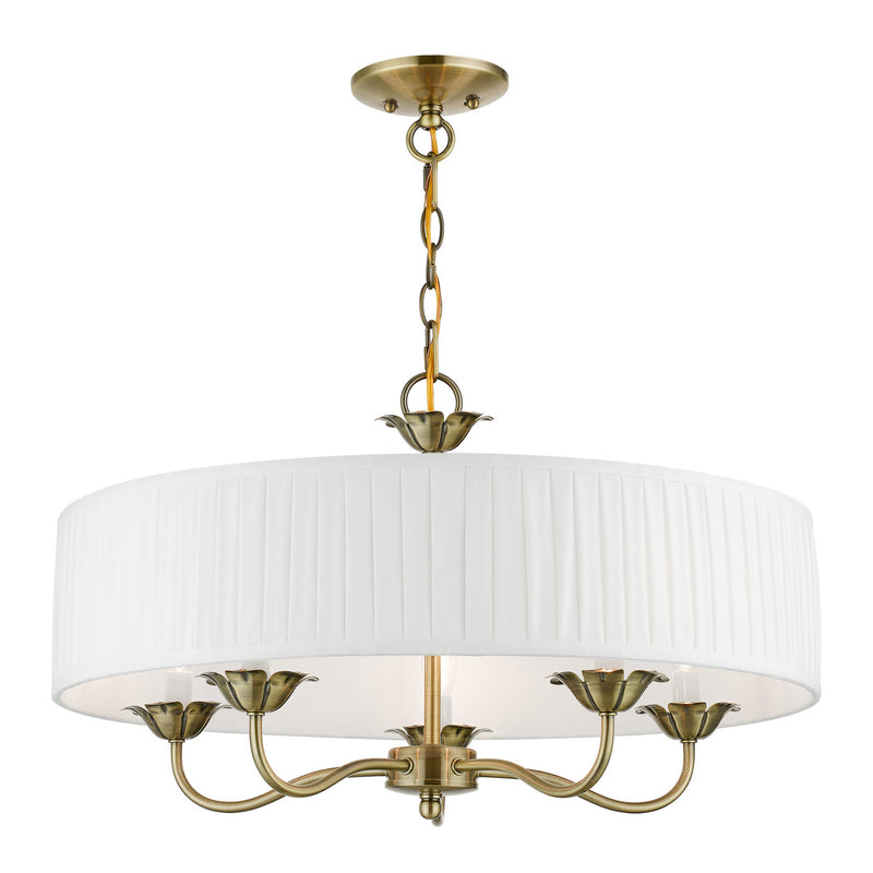 Livex Lighting 41775-01 Five Light Pendant, Antique Brass
