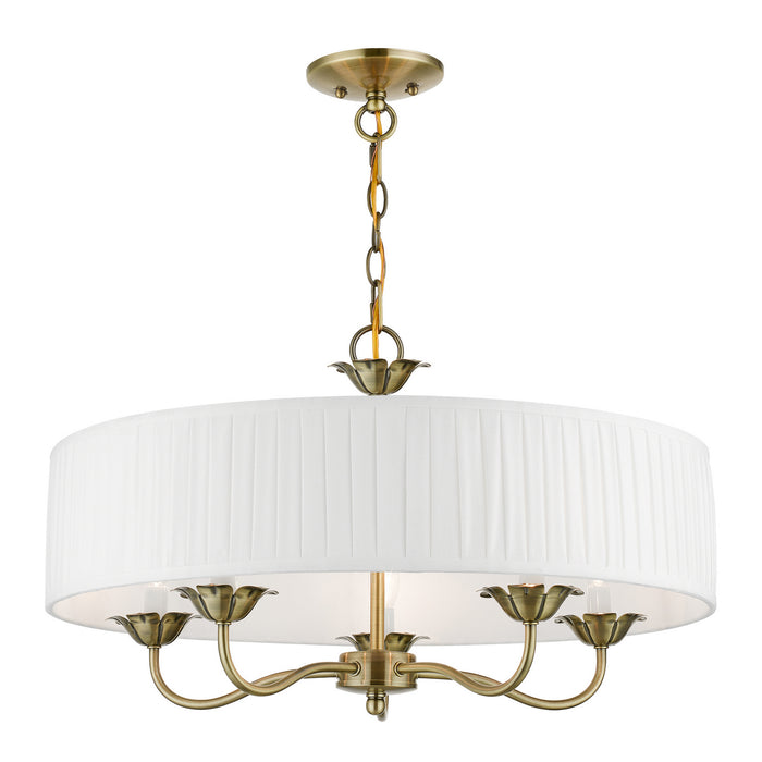 Livex Lighting 41775-01 Five Light Pendant, Antique Brass
