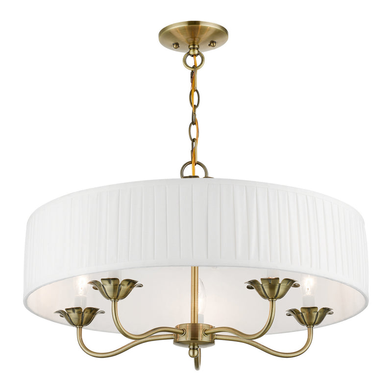 Livex Lighting 41775-01 Five Light Pendant, Antique Brass