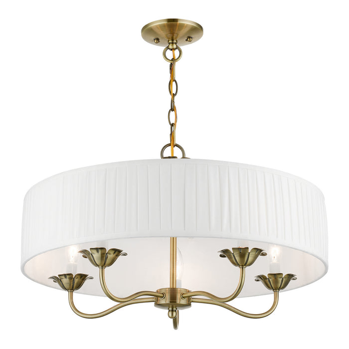 Livex Lighting 41775-01 Five Light Pendant, Antique Brass