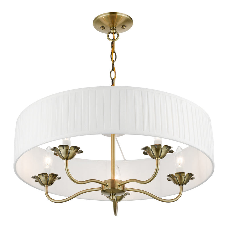 Livex Lighting 41775-01 Five Light Pendant, Antique Brass