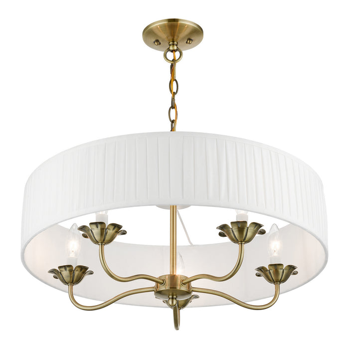 Livex Lighting 41775-01 Five Light Pendant, Antique Brass
