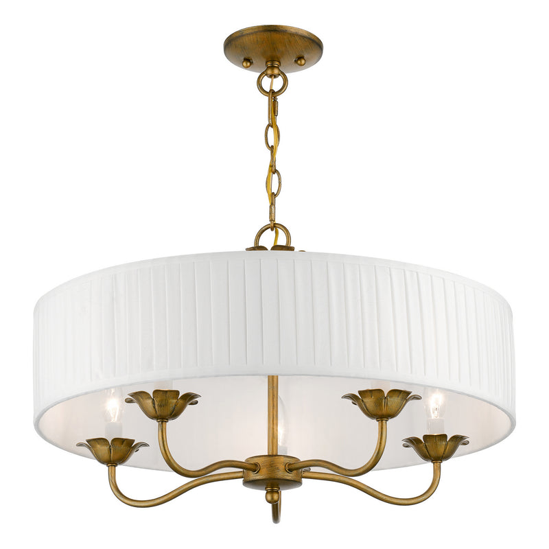 Livex Lighting 41775-48 Five Light Pendant, Antique Gold Leaf