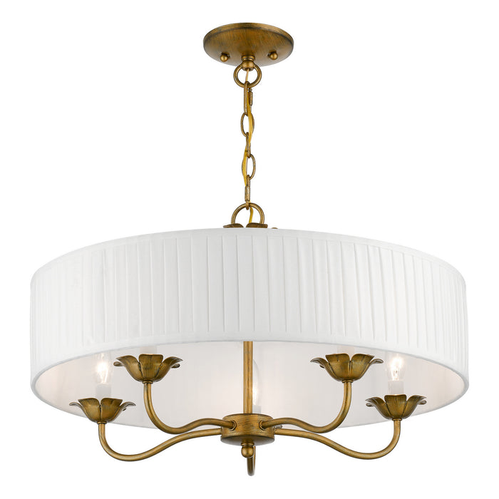 Livex Lighting 41775-48 Five Light Pendant, Antique Gold Leaf