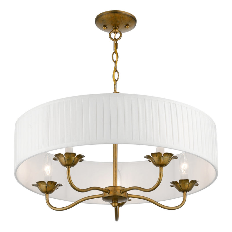 Livex Lighting 41775-48 Five Light Pendant, Antique Gold Leaf