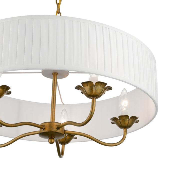 Livex Lighting 41775-48 Five Light Pendant, Antique Gold Leaf