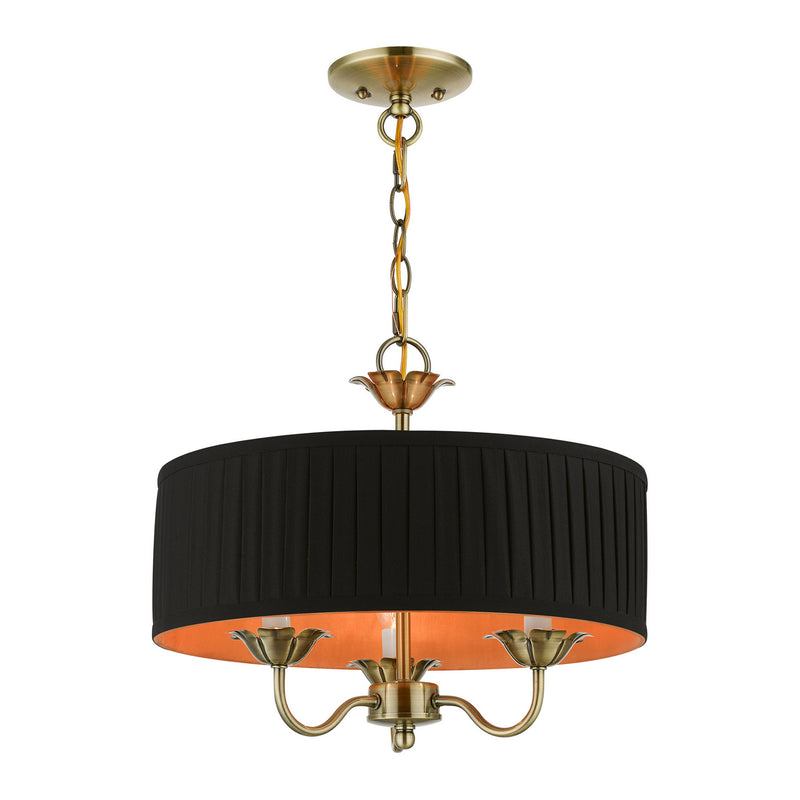 Livex Lighting 41863-01 Three Light Pendant, Antique Brass