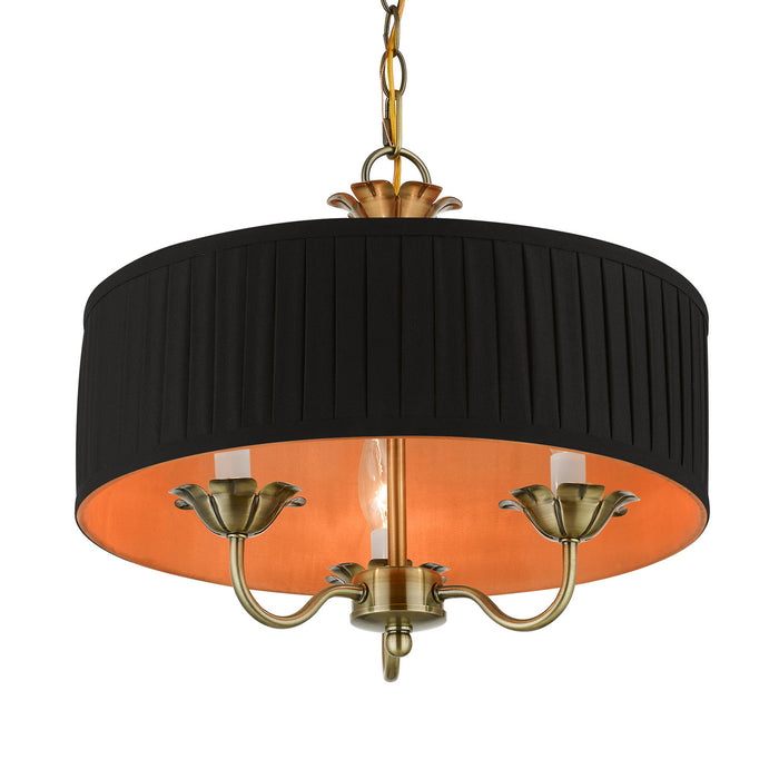 Livex Lighting 41863-01 Three Light Pendant, Antique Brass