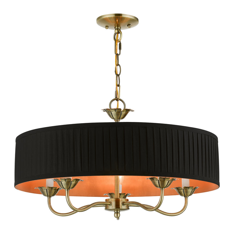 Livex Lighting 41865-01 Five Light Pendant, Antique Brass