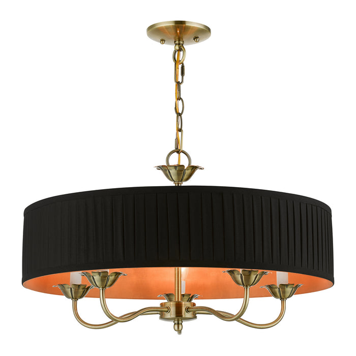 Livex Lighting 41865-01 Five Light Pendant, Antique Brass