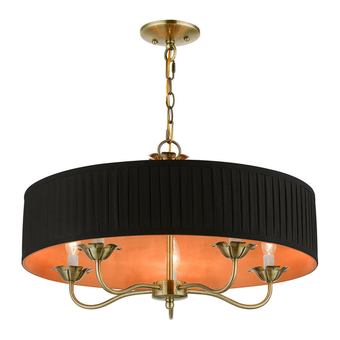 Livex Lighting 41865-01 Five Light Pendant, Antique Brass