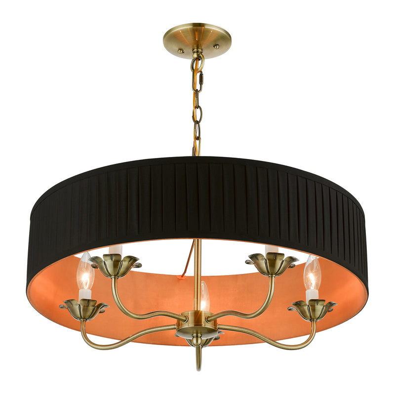 Livex Lighting 41865-01 Five Light Pendant, Antique Brass