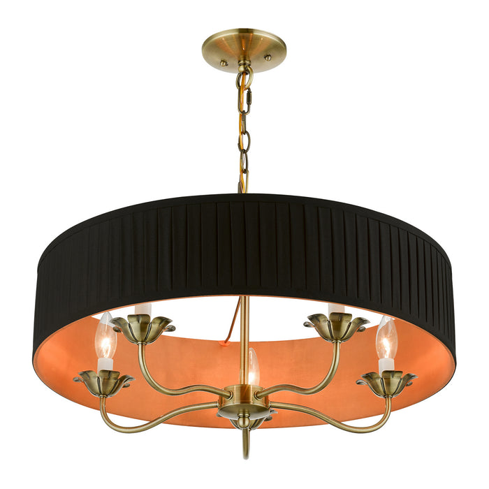 Livex Lighting 41865-01 Five Light Pendant, Antique Brass