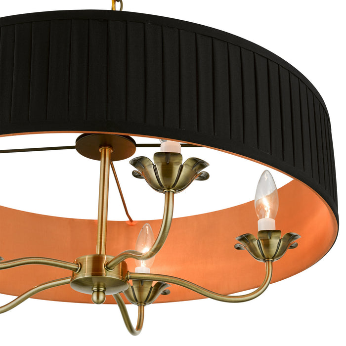 Livex Lighting 41865-01 Five Light Pendant, Antique Brass
