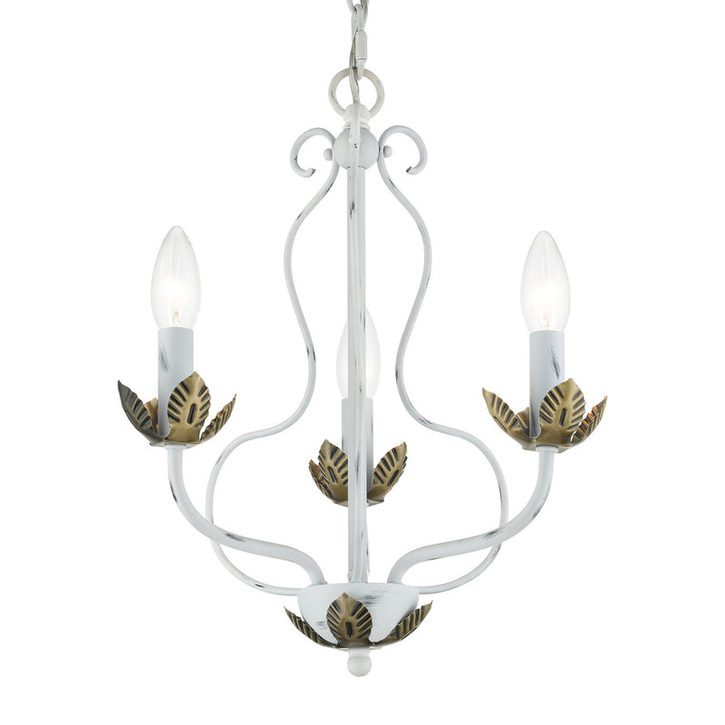 Livex Lighting 42903-60 Three Light Chandelier, Antique White w/ Antique Brasss