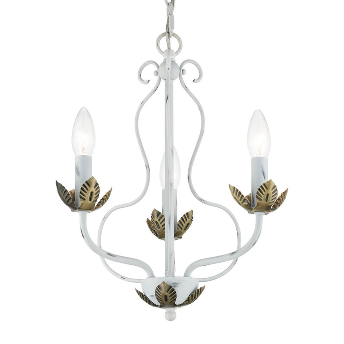 Livex Lighting 42903-60 Three Light Chandelier, Antique White w/ Antique Brasss