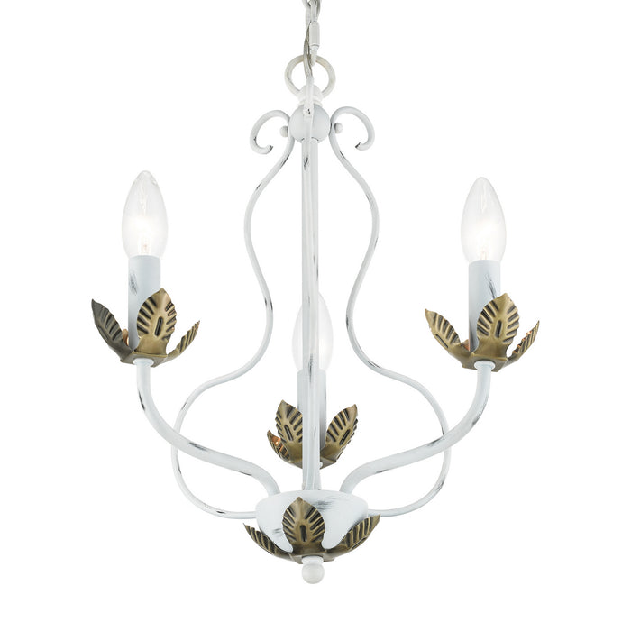 Livex Lighting 42903-60 Three Light Chandelier, Antique White w/ Antique Brasss