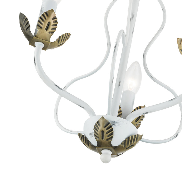 Livex Lighting 42903-60 Three Light Chandelier, Antique White w/ Antique Brasss