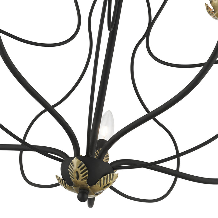 Livex Lighting 42905-04 Five Light Chandelier, Black w/ Antique Brasss