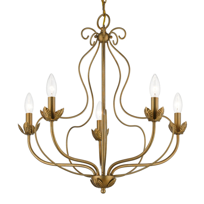 Livex Lighting 42905-48 Five Light Chandelier, Antique Gold Leaf