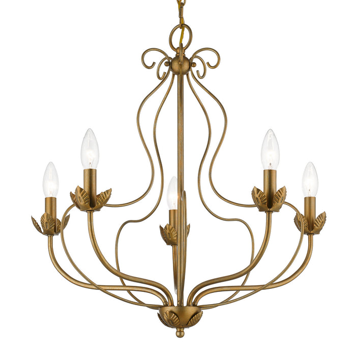 Livex Lighting 42905-48 Five Light Chandelier, Antique Gold Leaf
