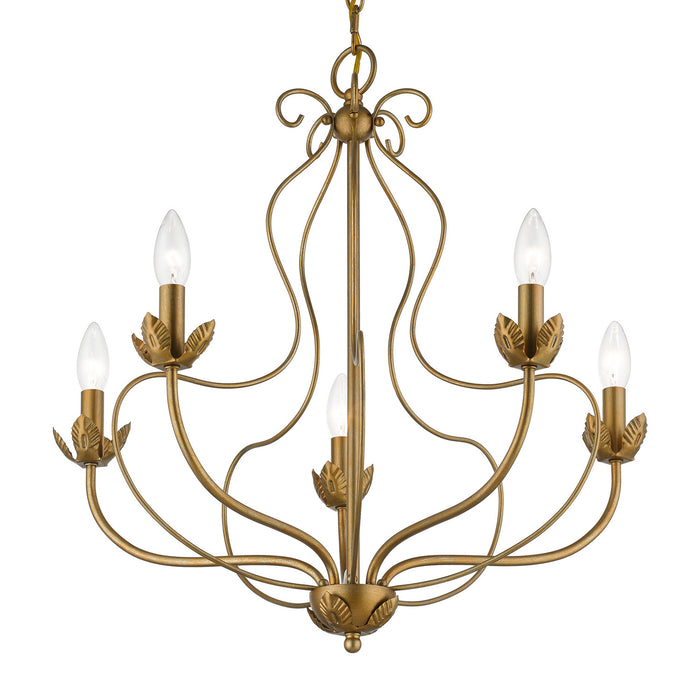 Livex Lighting 42905-48 Five Light Chandelier, Antique Gold Leaf