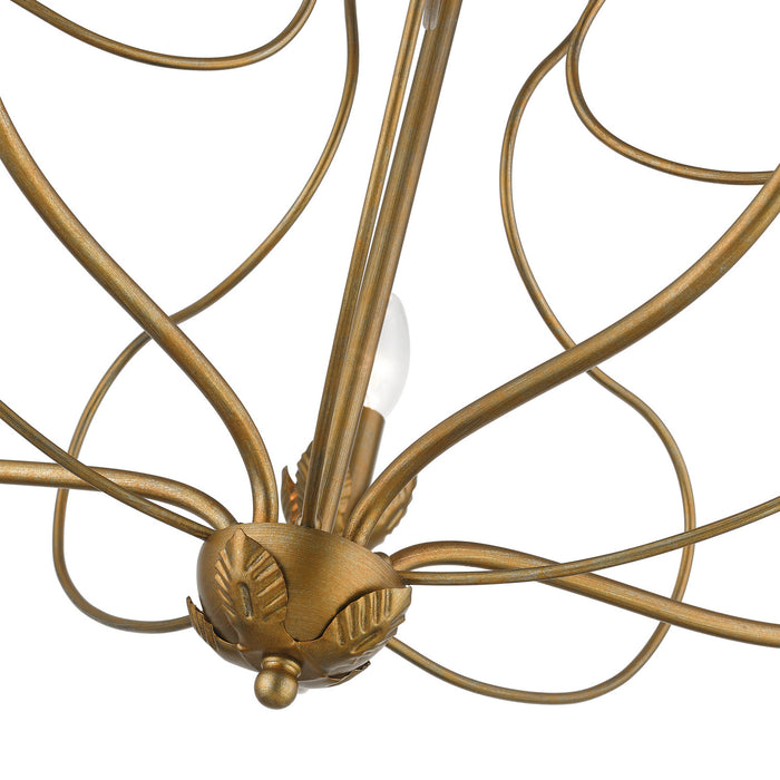 Livex Lighting 42905-48 Five Light Chandelier, Antique Gold Leaf