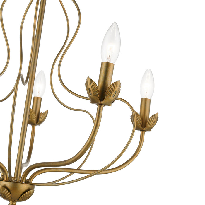 Livex Lighting 42905-48 Five Light Chandelier, Antique Gold Leaf