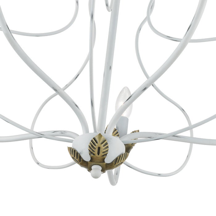 Livex Lighting 42905-60 Five Light Chandelier, Antique White w/ Antique Brasss