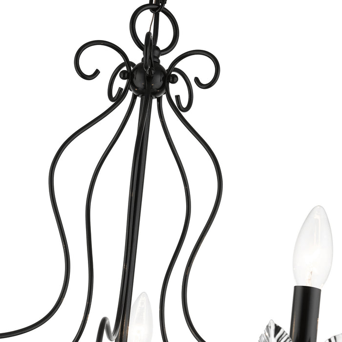 Livex Lighting 42905-68 Five Light Chandelier, Shiny Black w/ Polished Chromes
