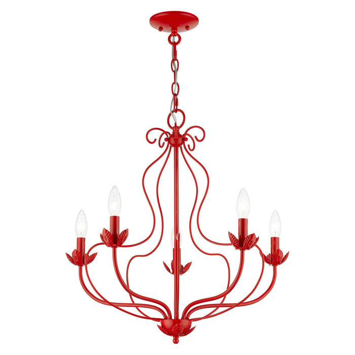 Livex Lighting 42905-72 Five Light Chandelier, Shiny Red