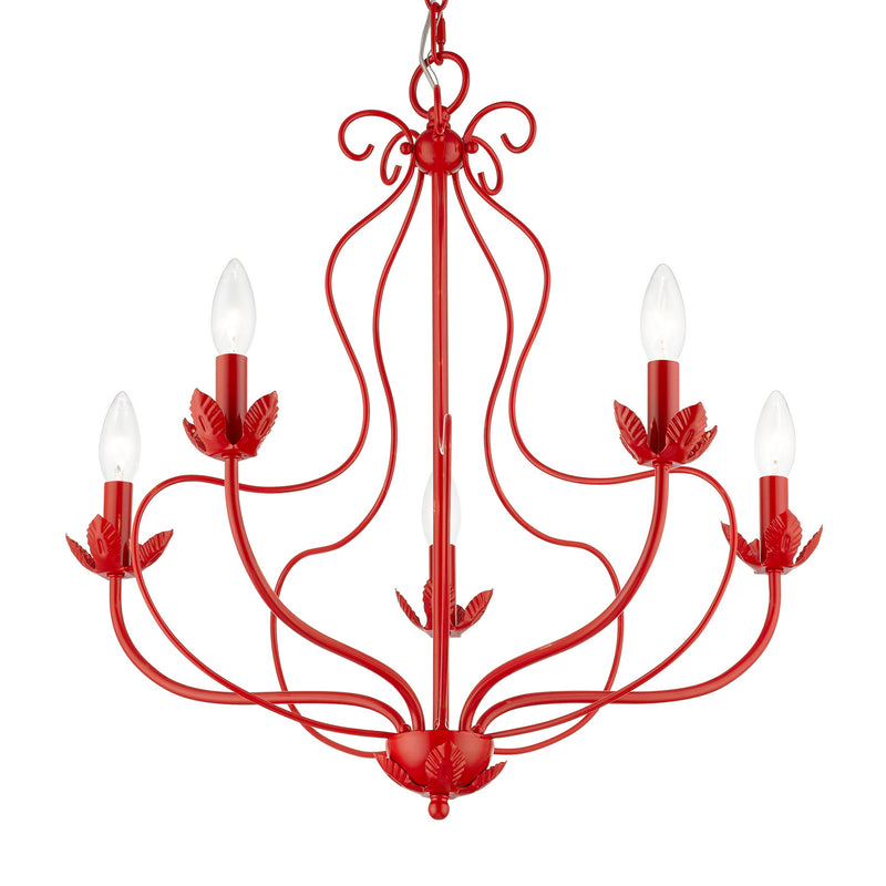 Livex Lighting 42905-72 Five Light Chandelier, Shiny Red
