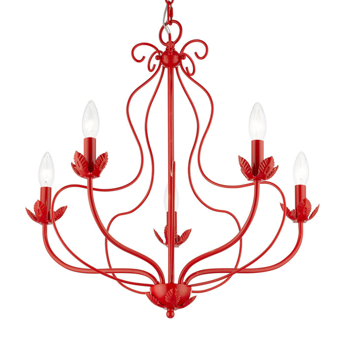 Livex Lighting 42905-72 Five Light Chandelier, Shiny Red