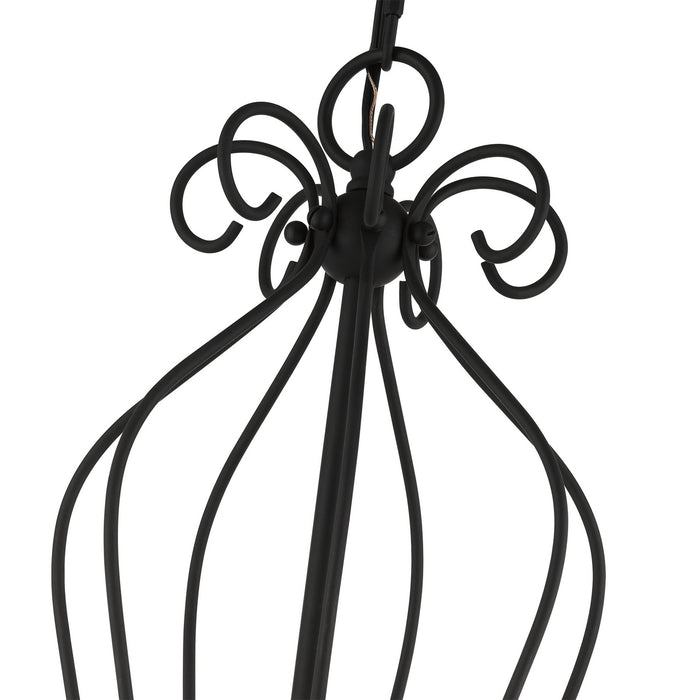 Livex Lighting 42907-04 Seven Light Chandelier, Black w/ Antique Brasss