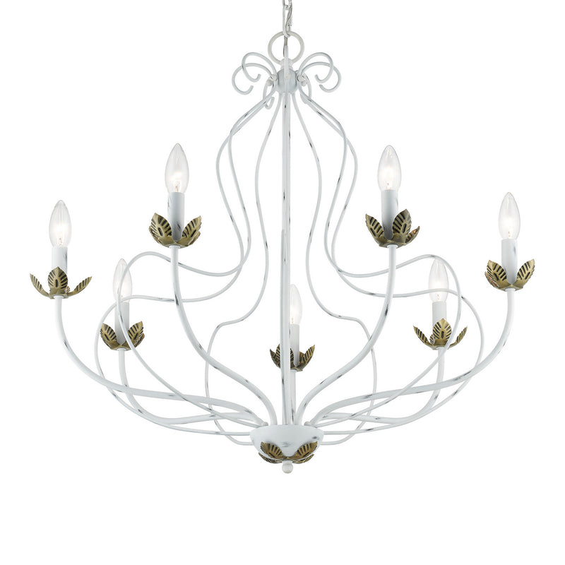 Livex Lighting 42907-60 Seven Light Chandelier, Antique White w/ Antique Brasss